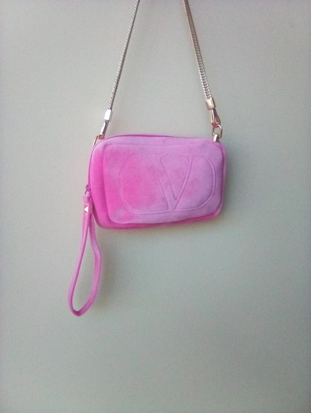 Valentino Pink Suede Monogram Shoulder Bag